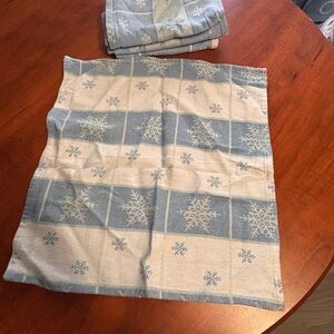 Blue and White Snowflake Patterned Towel